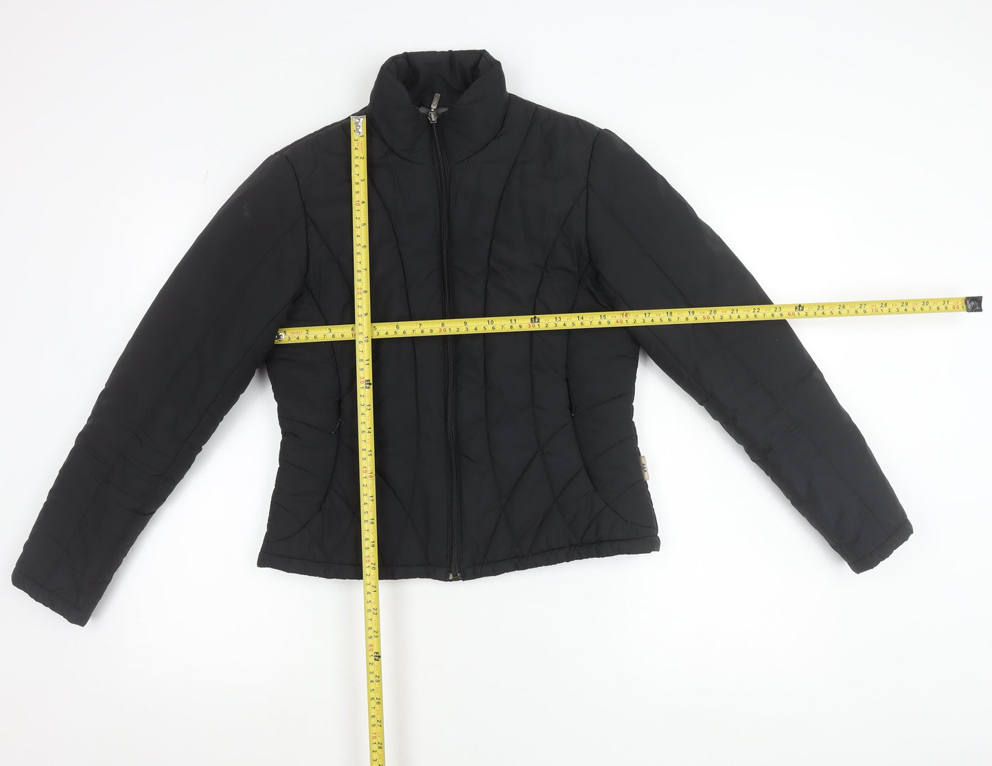 Marks and Spencer Women Black Puffer Jacket S Polyester Quilted Zip