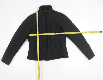 Marks and Spencer Women Black Puffer Jacket S Polyester Quilted Zip