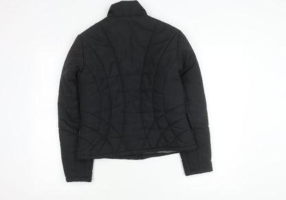 Marks and Spencer Women Black Puffer Jacket S Polyester Quilted Zip