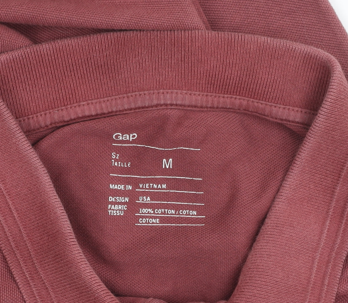 Gap Men’s Red Cotton Polo Shirt M Short Sleeve Collared Casual