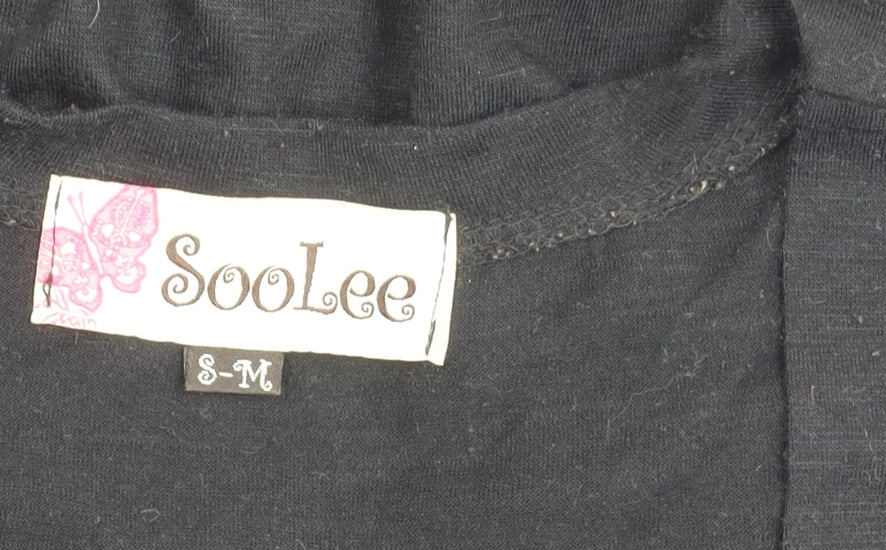 SooLee Women Black Sequin Tunic Blouse S Short Sleeve Party Top