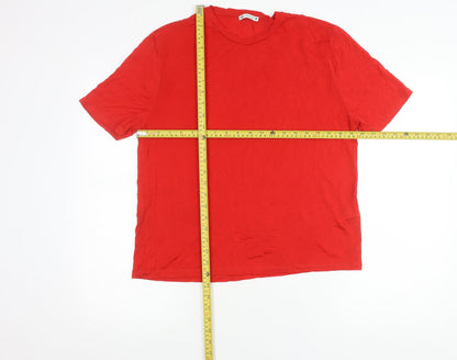 Zara Womens Red Viscose Basic T-Shirt Size M Short Sleeve