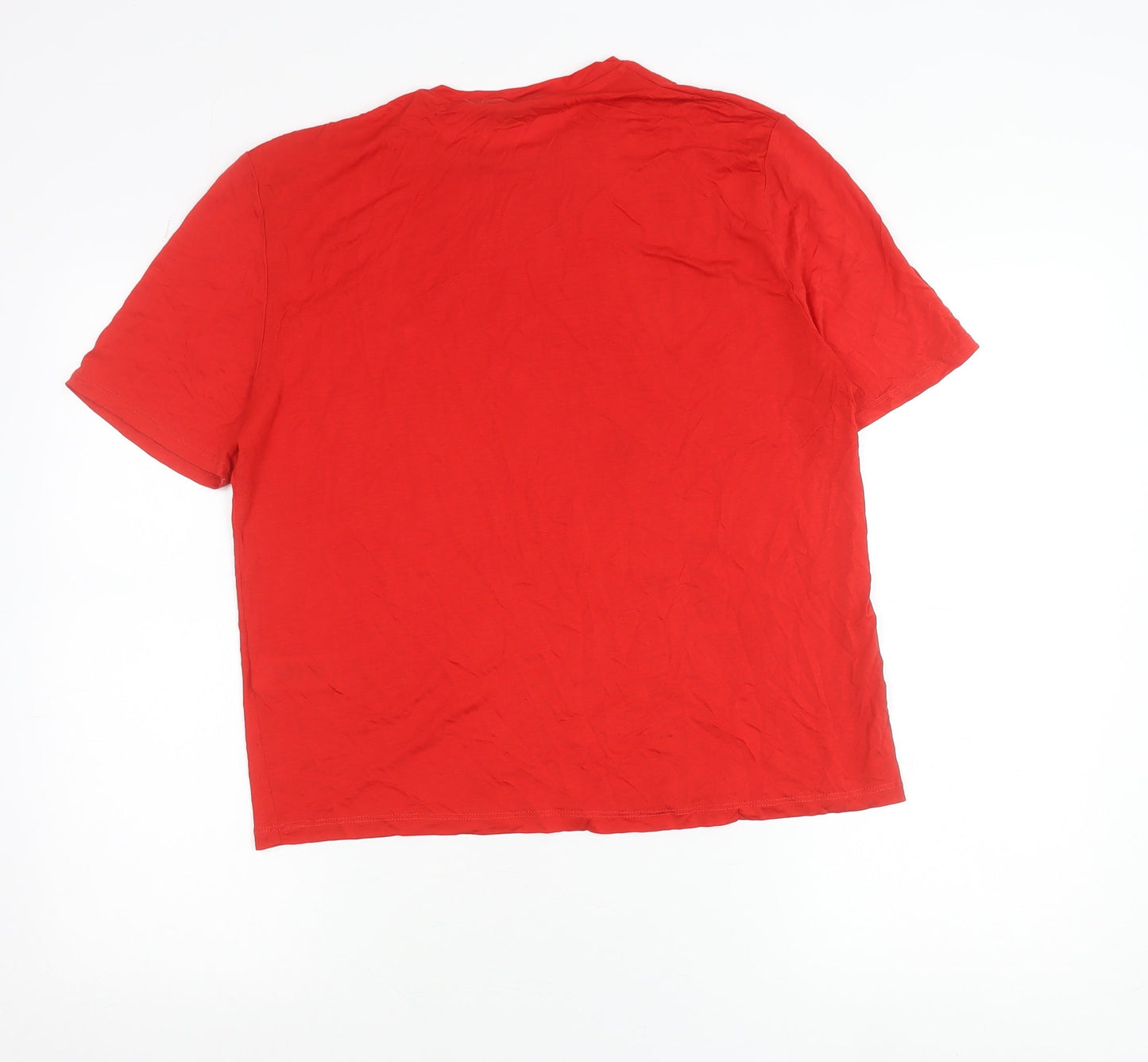 Zara Womens Red Viscose Basic T-Shirt Size M Short Sleeve
