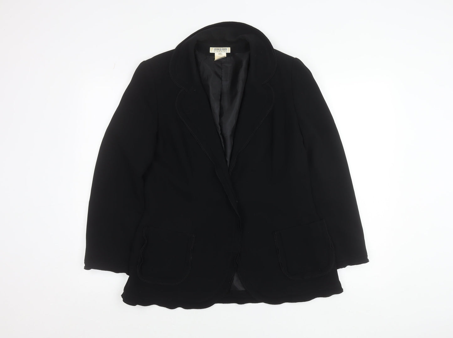 Georges Rech Womens Black Size 12 Single Breasted Blazer Jacket