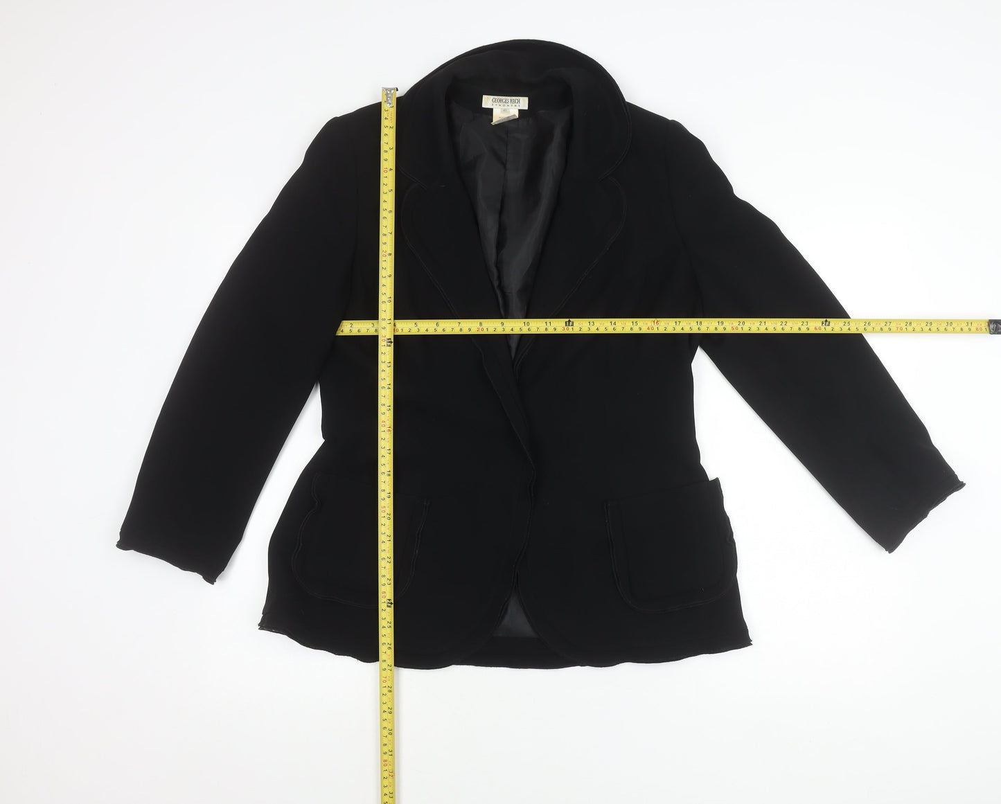 Georges Rech Womens Black Size 12 Single Breasted Blazer Jacket
