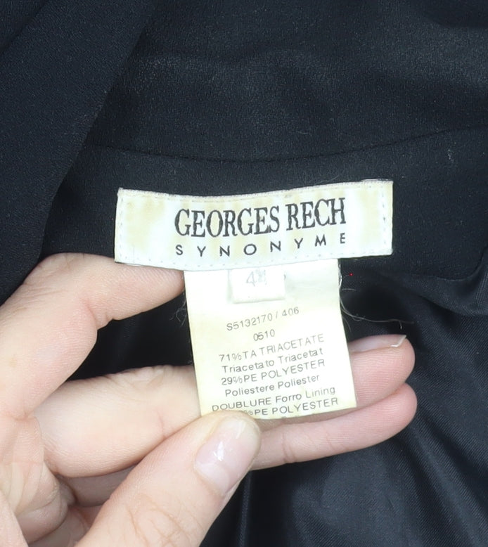 Georges Rech Womens Black Size 12 Single Breasted Blazer Jacket
