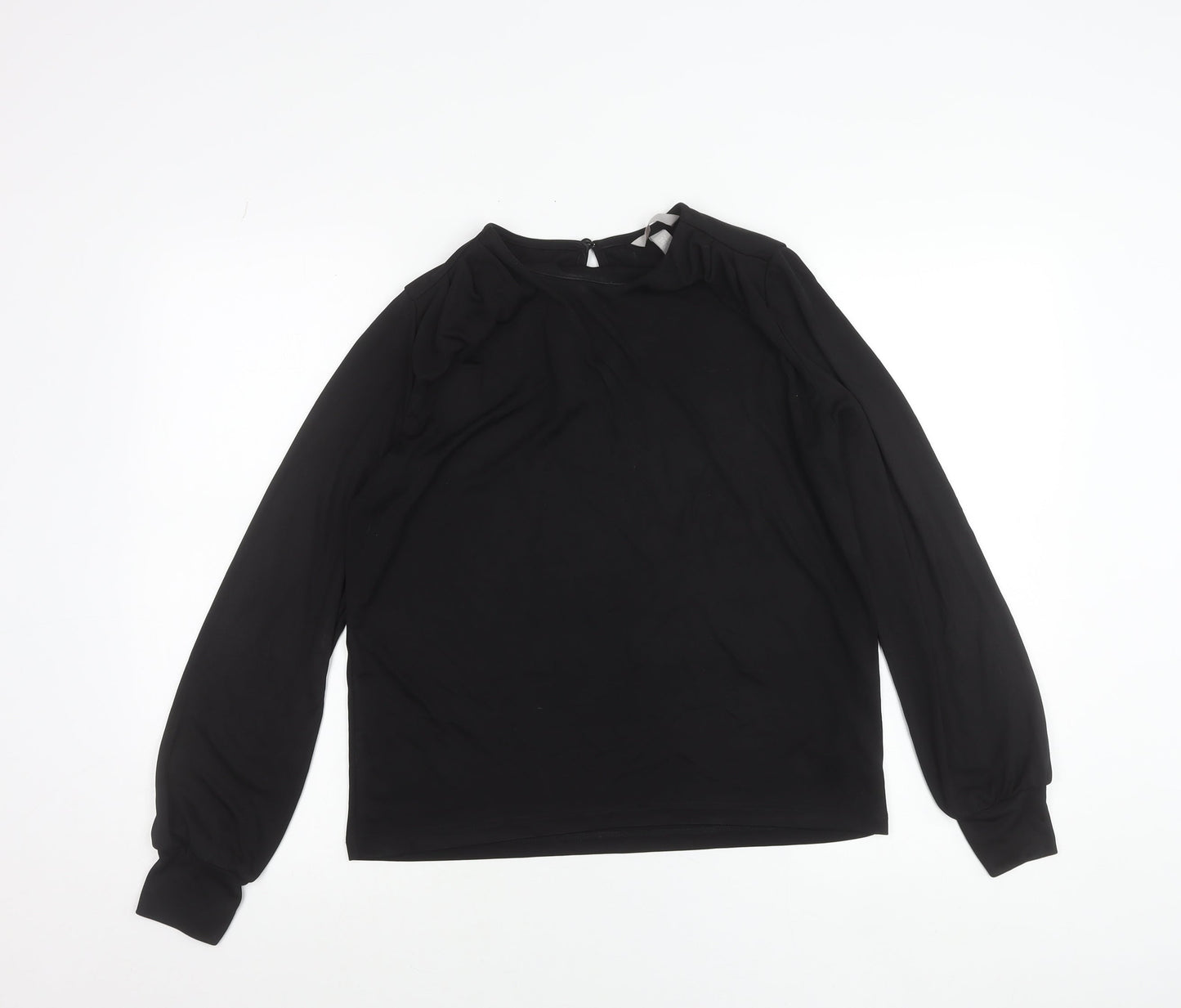 H&M Women’s Black Long Sleeve Blouse Size S Regular Fit Round Neck