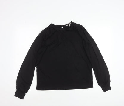 H&M Women’s Black Long Sleeve Blouse Size S Regular Fit Round Neck