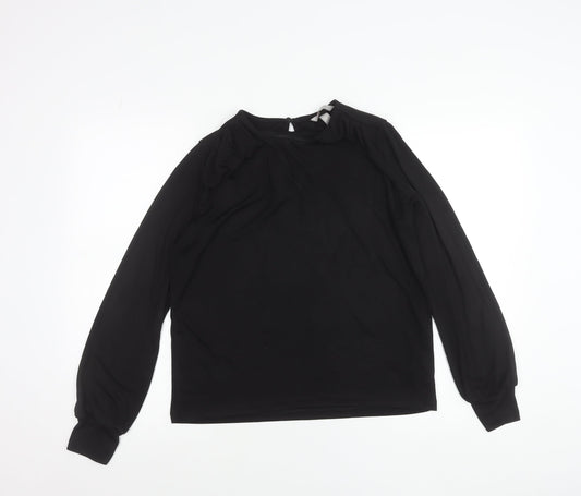 H&M Women’s Black Long Sleeve Blouse Size S Regular Fit Round Neck