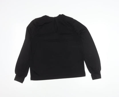 H&M Women’s Black Long Sleeve Blouse Size S Regular Fit Round Neck