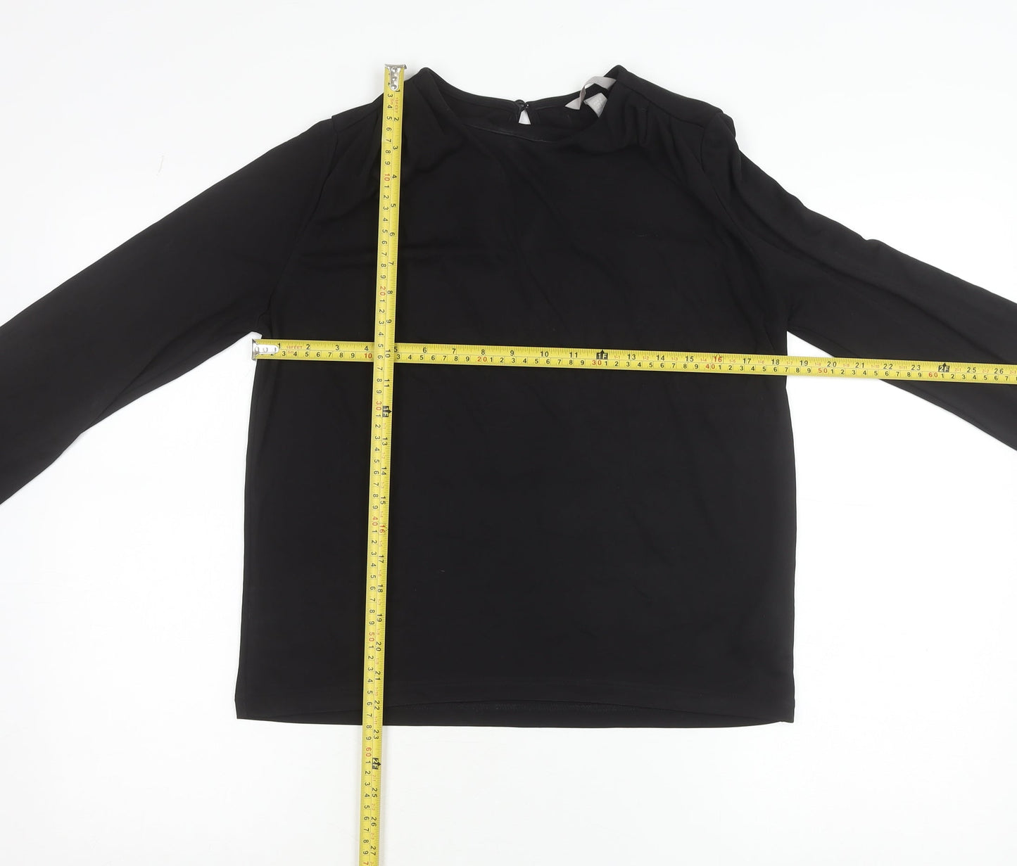 H&M Women’s Black Long Sleeve Blouse Size S Regular Fit Round Neck