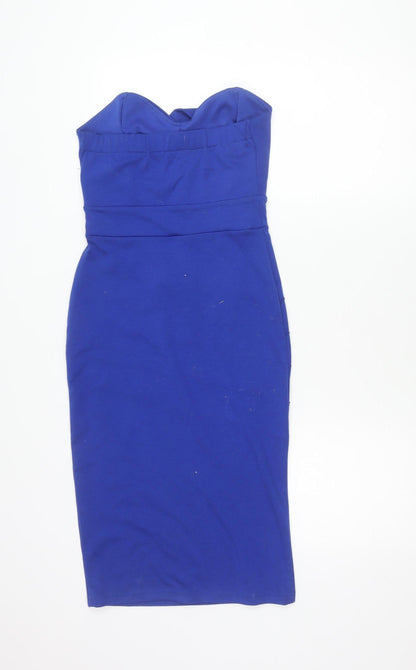 TFNC London Women’s Blue Bodycon Knee Length Strapless Dress XS