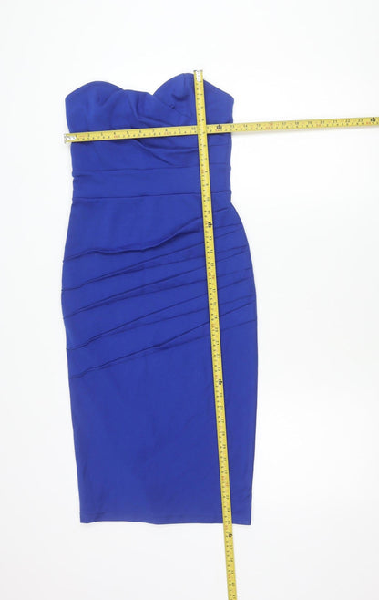 TFNC London Women’s Blue Bodycon Knee Length Strapless Dress XS