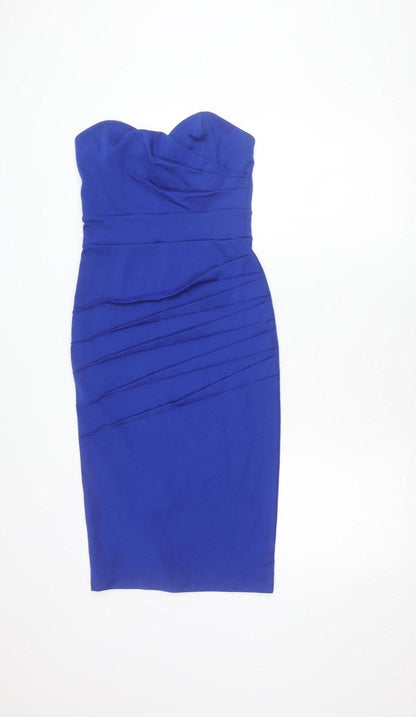 TFNC London Women’s Blue Bodycon Knee Length Strapless Dress XS