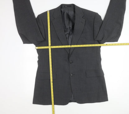 BHS Tailoring Men's Grey 42L Long Fit Suit Jacket Wool Blend