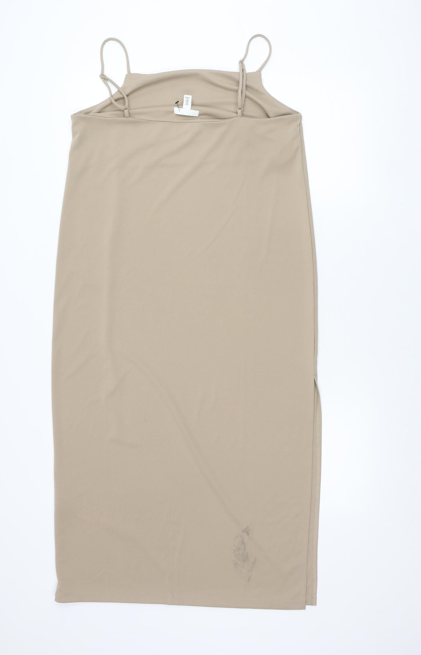 H&M Women’s Beige Size 12 Polyester Midi Slip Dress