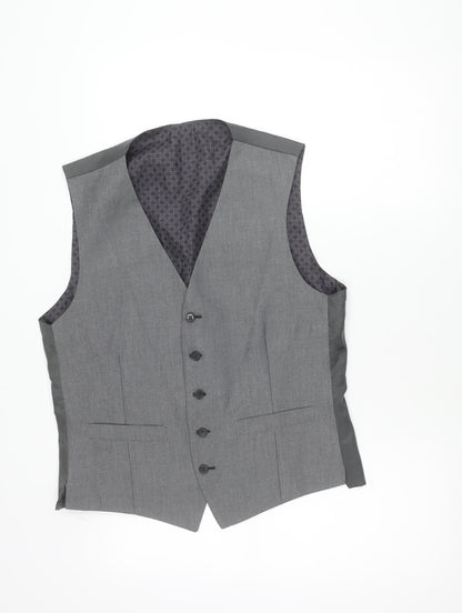 Limehaus Men's Grey Waistcoat Size 40 Regular Fit 5 Button Formal