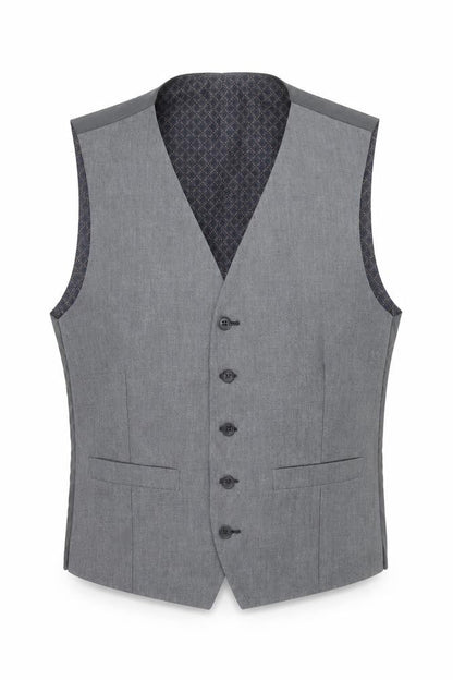 Limehaus Men's Grey Waistcoat Size 40 Regular Fit 5 Button Formal