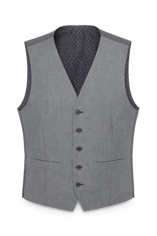 Limehaus Men's Grey Waistcoat Size 40 Regular Fit 5 Button Formal