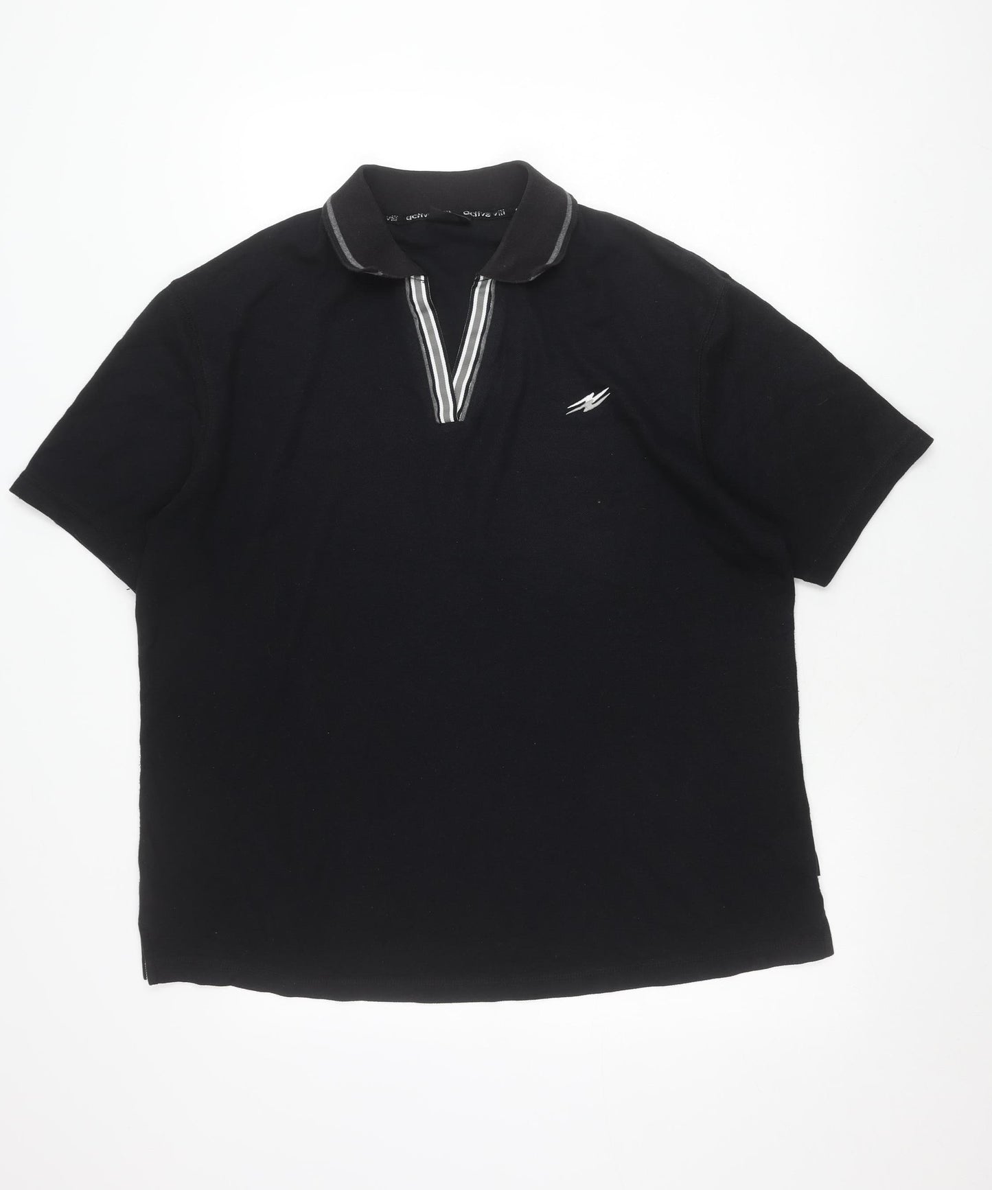 Active viii Men's Black Polo Shirt Size 18 Regular Fit Zip Collar