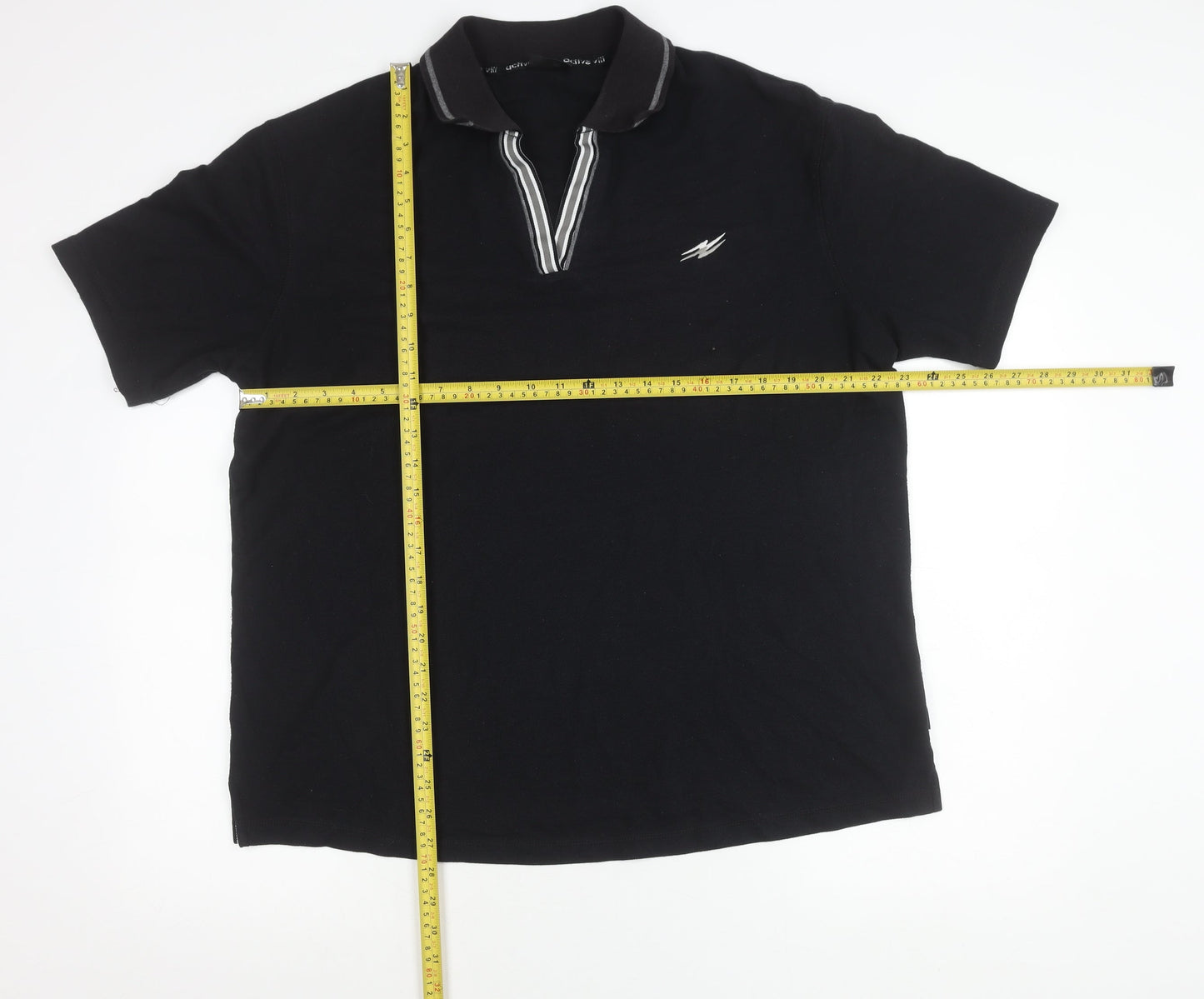 Active viii Men's Black Polo Shirt Size 18 Regular Fit Zip Collar