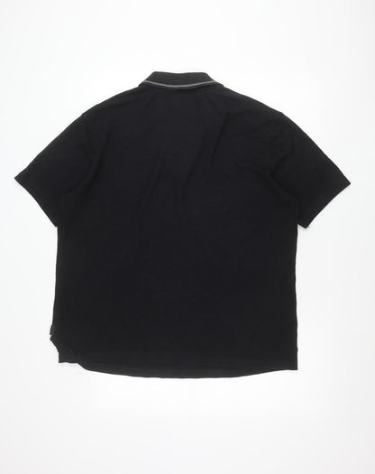 Active viii Men's Black Polo Shirt Size 18 Regular Fit Zip Collar