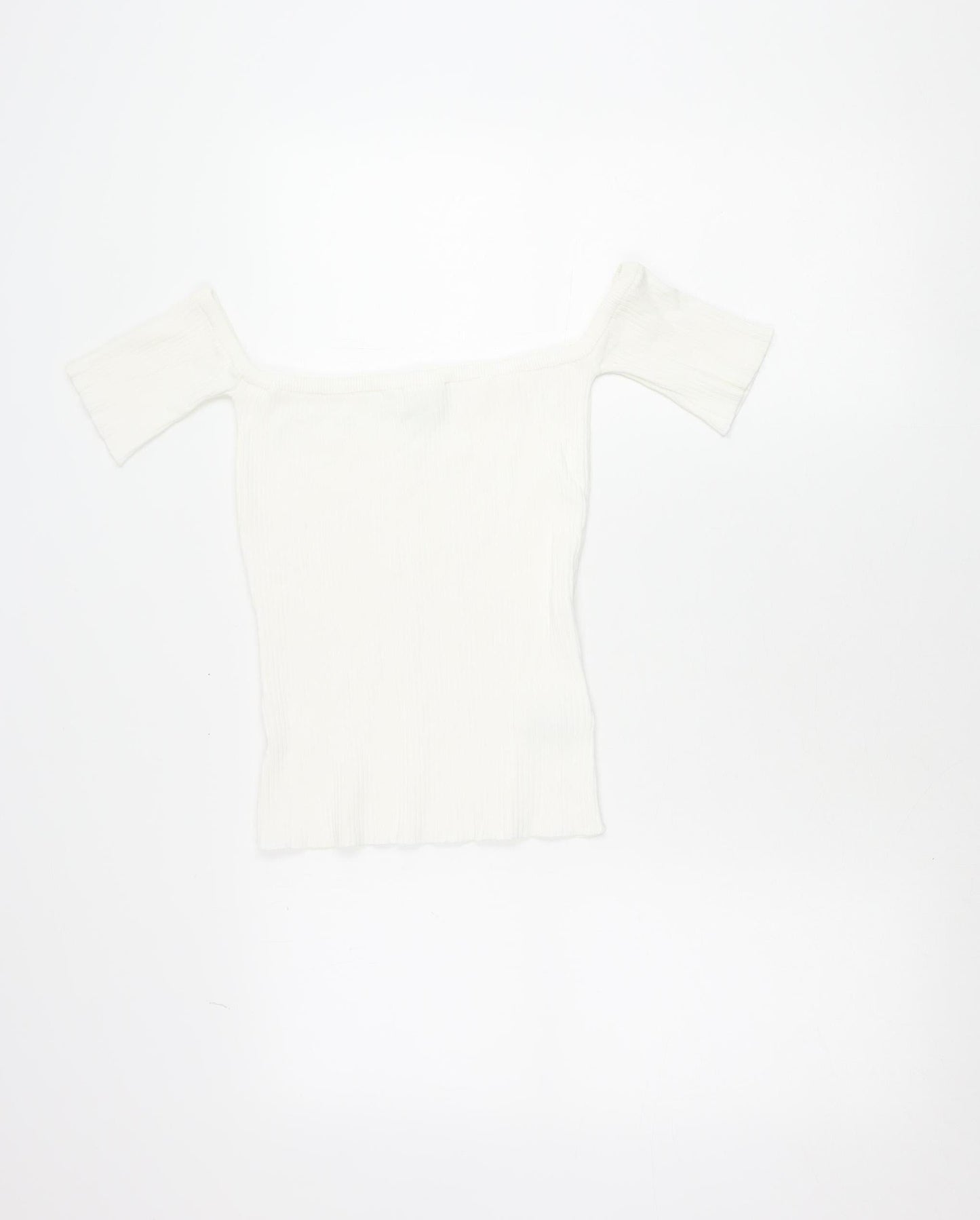 Next Women White Slim Fit Off Shoulder T-Shirt Size S