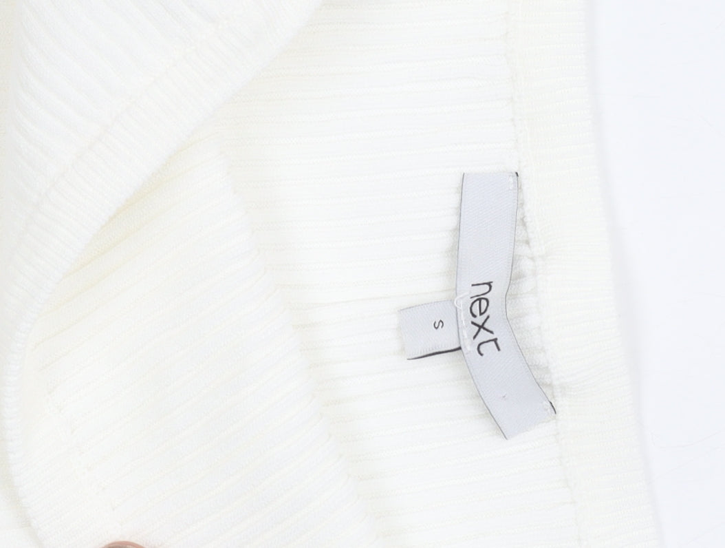 Next Women White Slim Fit Off Shoulder T-Shirt Size S