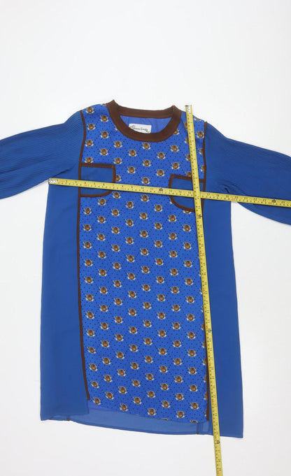 Jovonna London Women’s Blue Shift Dress Size 10 Floral Knee Length