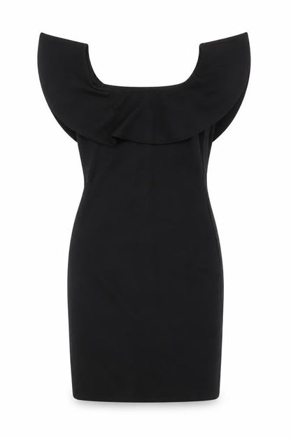 Lipsy Women Black Size 12 Off Shoulder Bodycon Ruffle Evening Dress