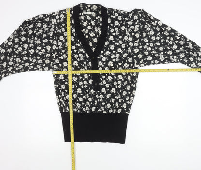 Tricoville Women’s Black Floral V-Neck Tunic Blouse UK 12