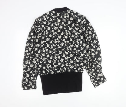 Tricoville Women’s Black Floral V-Neck Tunic Blouse UK 12