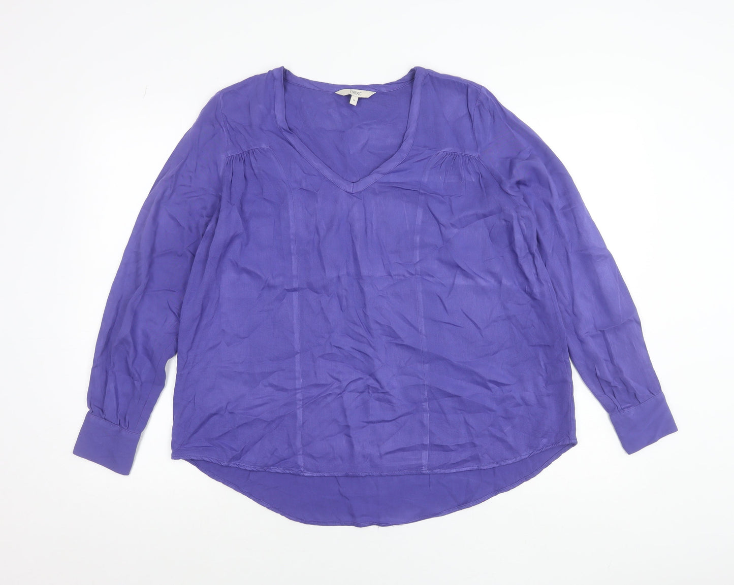 Next Women’s Purple Viscose Long Sleeve Blouse UK 12 V-Neck