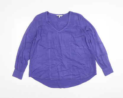 Next Women’s Purple Viscose Long Sleeve Blouse UK 12 V-Neck
