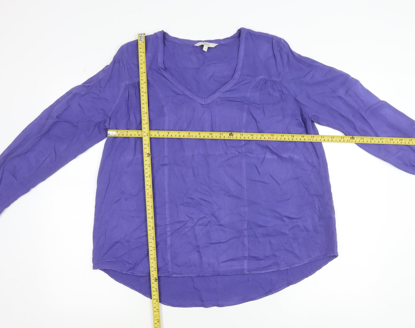 Next Women’s Purple Viscose Long Sleeve Blouse UK 12 V-Neck