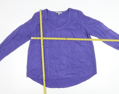 Next Women’s Purple Viscose Long Sleeve Blouse UK 12 V-Neck