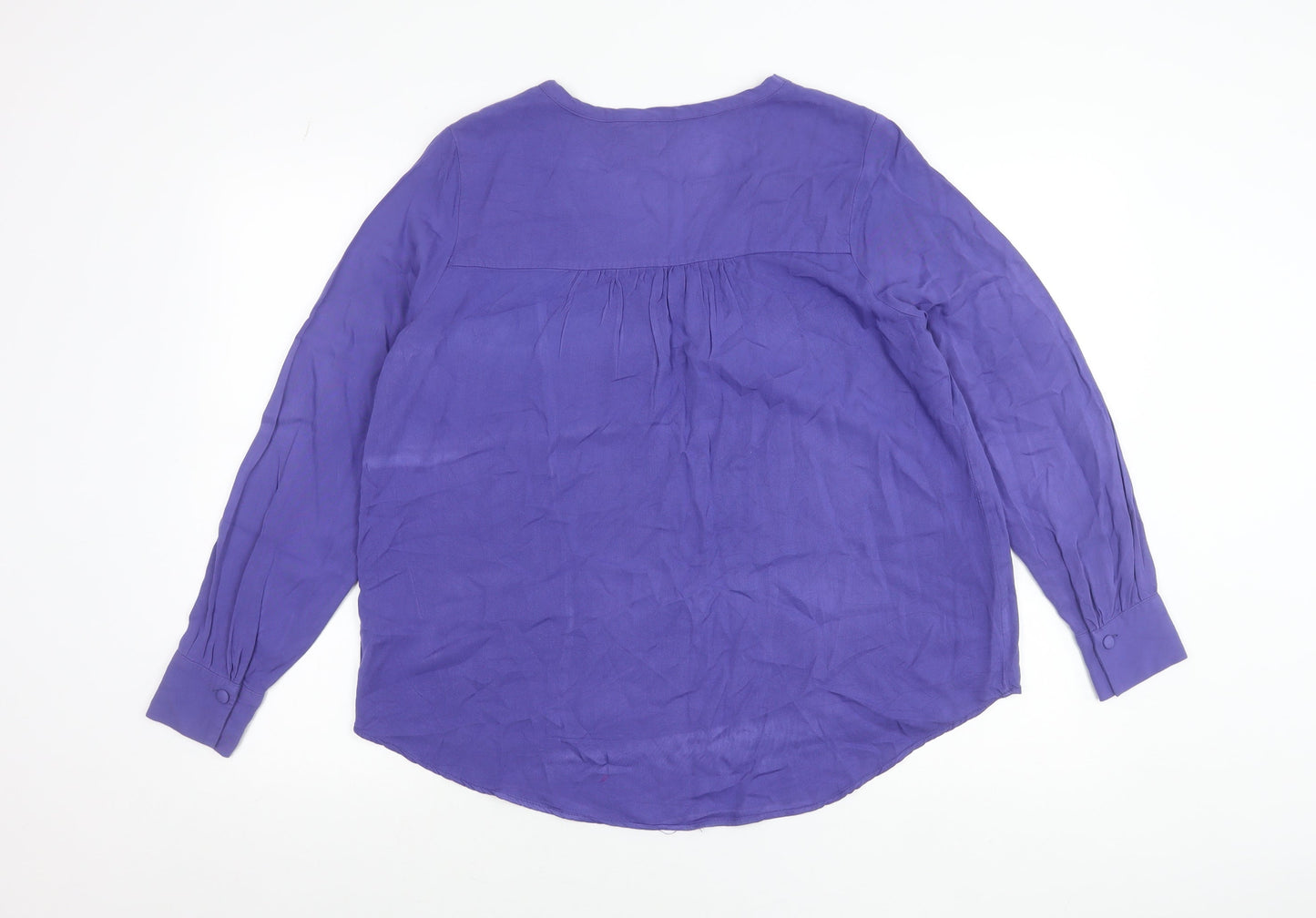 Next Women’s Purple Viscose Long Sleeve Blouse UK 12 V-Neck