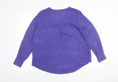 Next Women’s Purple Viscose Long Sleeve Blouse UK 12 V-Neck