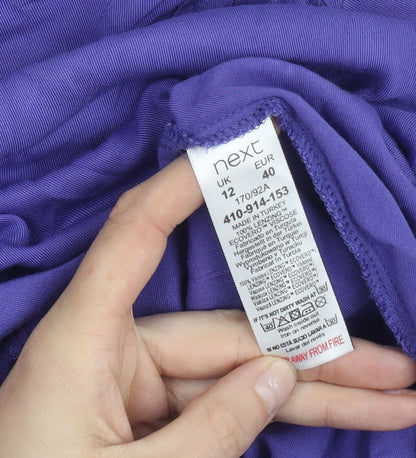 Next Women’s Purple Viscose Long Sleeve Blouse UK 12 V-Neck