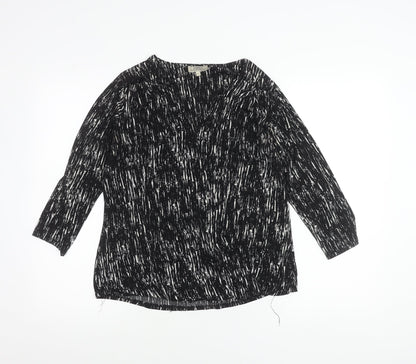 Papaya Women’s Black Abstract V-Neck Tunic Blouse Size 10