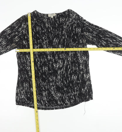 Papaya Women’s Black Abstract V-Neck Tunic Blouse Size 10