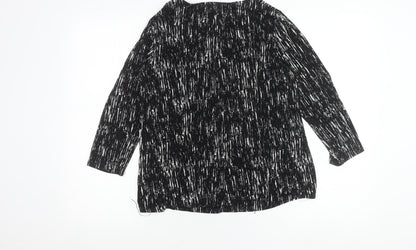 Papaya Women’s Black Abstract V-Neck Tunic Blouse Size 10