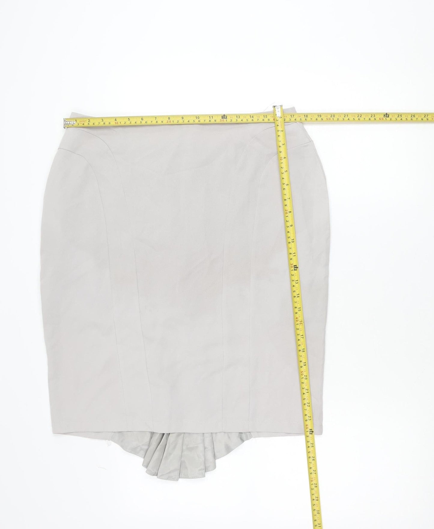 Miss Glamour Women’s Grey Size 6 Pencil Skirt Pleated Workwear