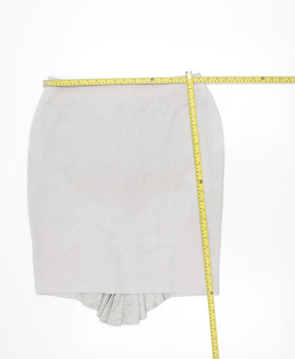 Miss Glamour Women’s Grey Size 6 Pencil Skirt Pleated Workwear