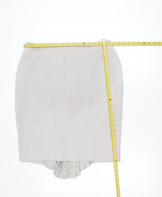 Miss Glamour Women’s Grey Size 6 Pencil Skirt Pleated Workwear