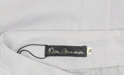 Miss Glamour Women’s Grey Size 6 Pencil Skirt Pleated Workwear