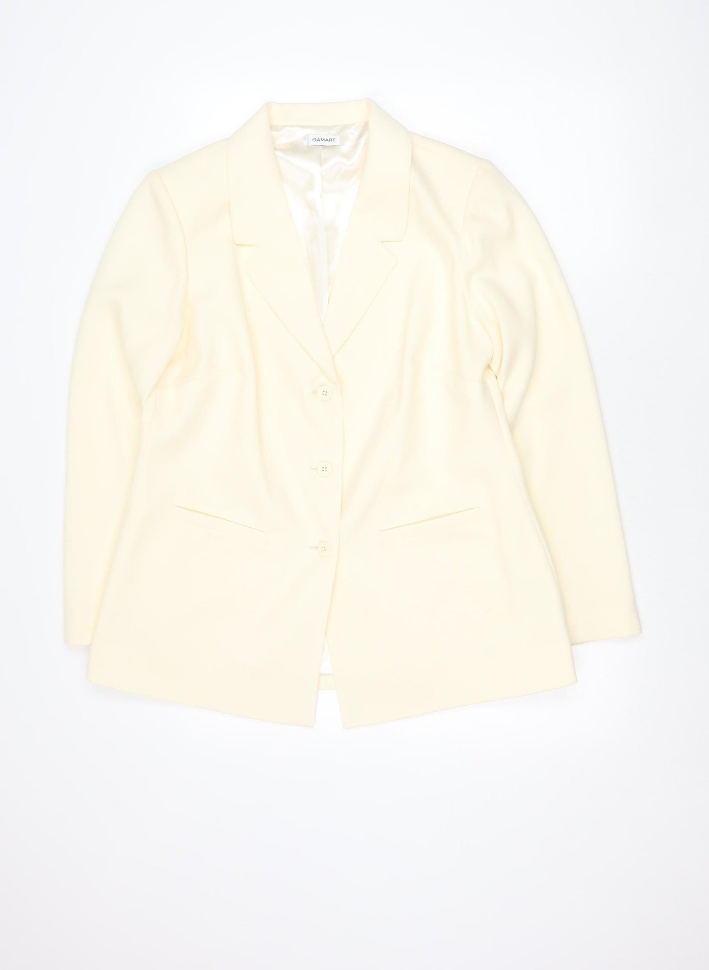 Damart Women’s Ivory Blazer Jacket Size 16 Single Breasted Notch Lapel