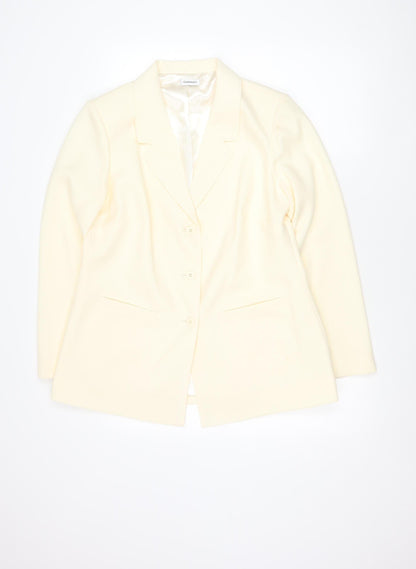 Damart Women’s Ivory Blazer Jacket Size 16 Single Breasted Notch Lapel