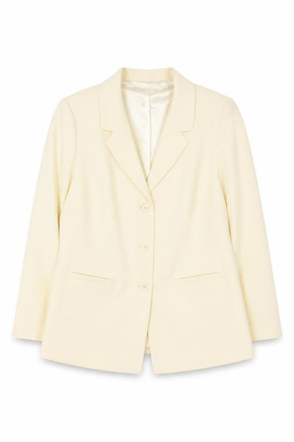 Damart Women’s Ivory Blazer Jacket Size 16 Single Breasted Notch Lapel