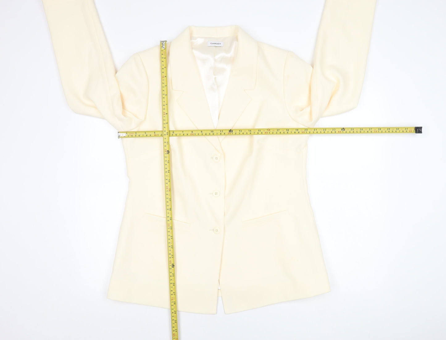 Damart Women’s Ivory Blazer Jacket Size 16 Single Breasted Notch Lapel